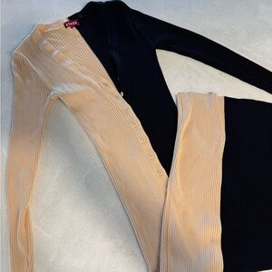 STAUD Shoko Knit Dress in Black and Tan